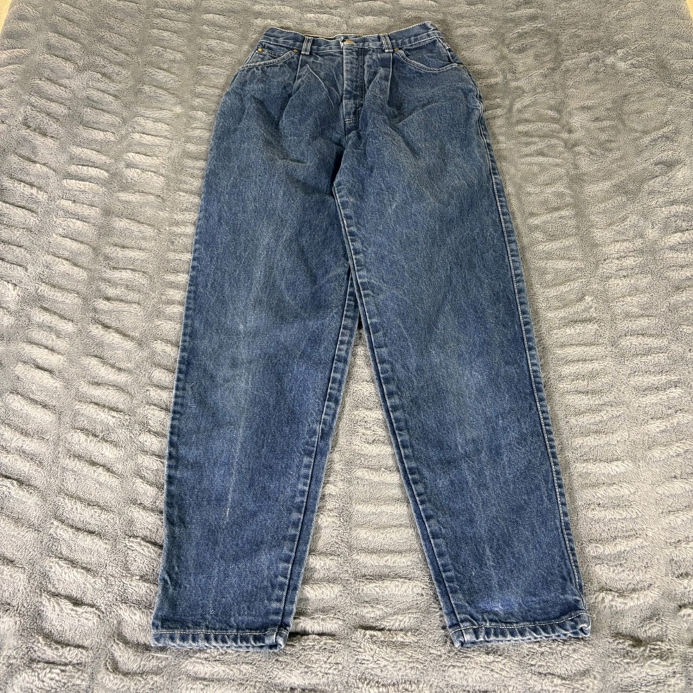 Levis Orange Tab Vintage 90s Pleated Mom Jeans High Rise Tapered Blue Denim 26in